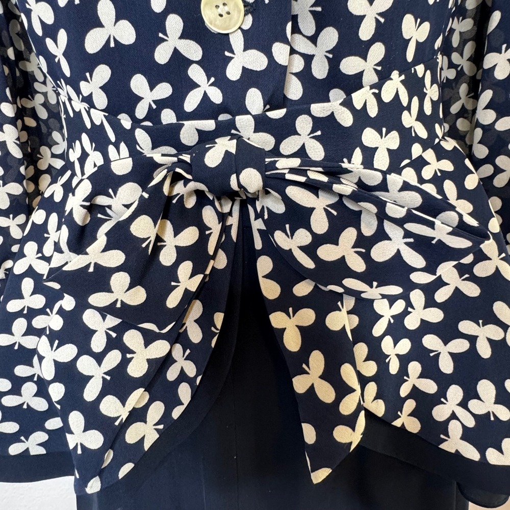 Richard Warren Women Silk Skirt Set Vintage Size 10 Floral Navy Dynasty Glam 80s - Picture 5 of 16
